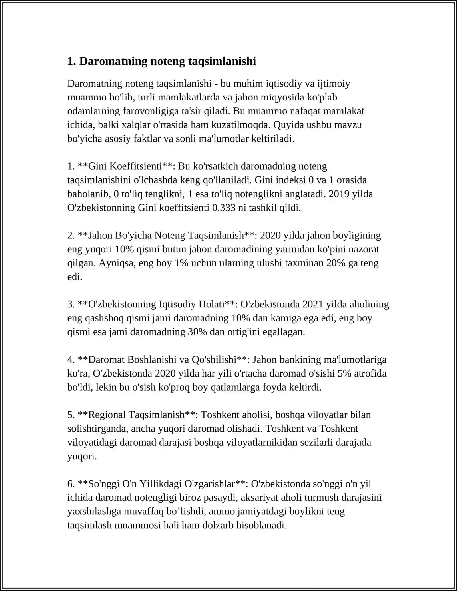 DAROMATNING TAQSIMLANISHI, TENGSIZLIK VA QASHSHOQLIK 3