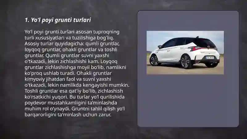 Yo‘l poyi gruntlarini xususiyatlari 3