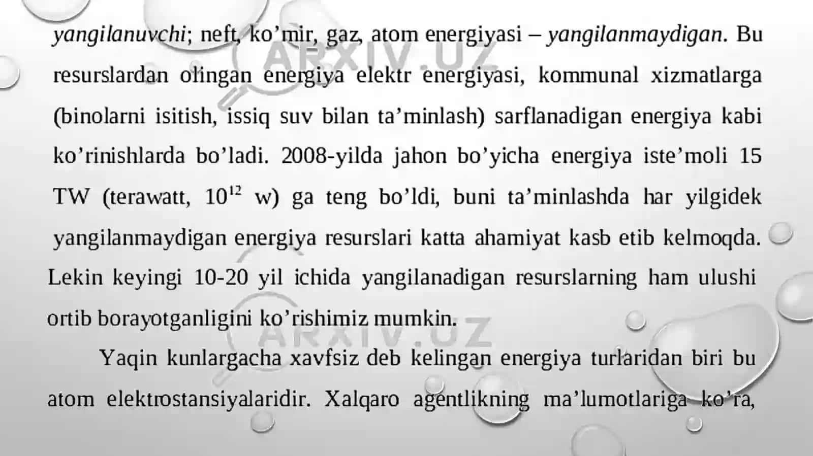 ANANAVIY VA NOANANAVIY ENERGIYA MANBAALARI 3