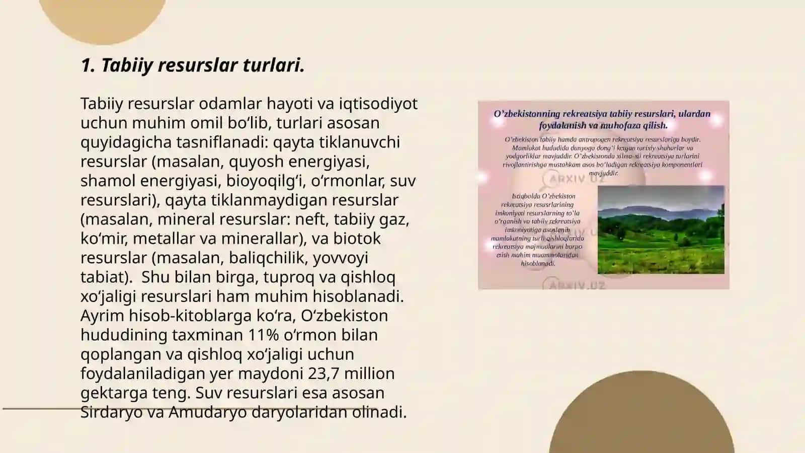 Tabiiy resurslar va ularning klassifikatsiyasi 3