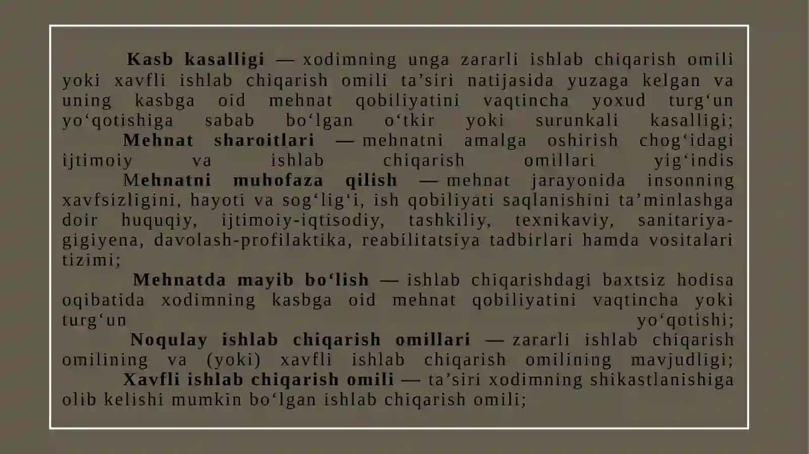 Ishlab chiqarishda sodir bo‘ladigan baxtsizhodisalar va kasb kasalliklari 3
