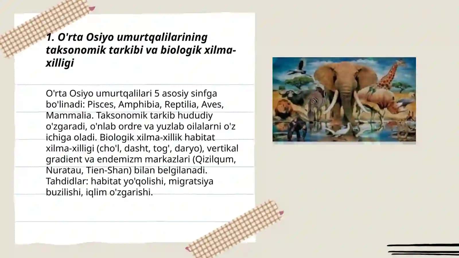 O'rta Osiyo umurtqalilar faunasining biologik xilma xilligi va zoogeografiyasi 3