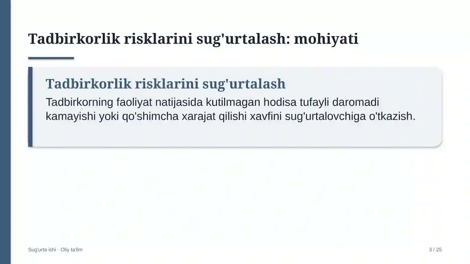 to'lov tashkilotlarida tadbirkorlik risklarini sug'urtalash 9735 3