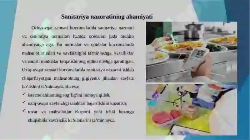 Ozuqaviy va sanitariya nazoratini tashkil etish 3