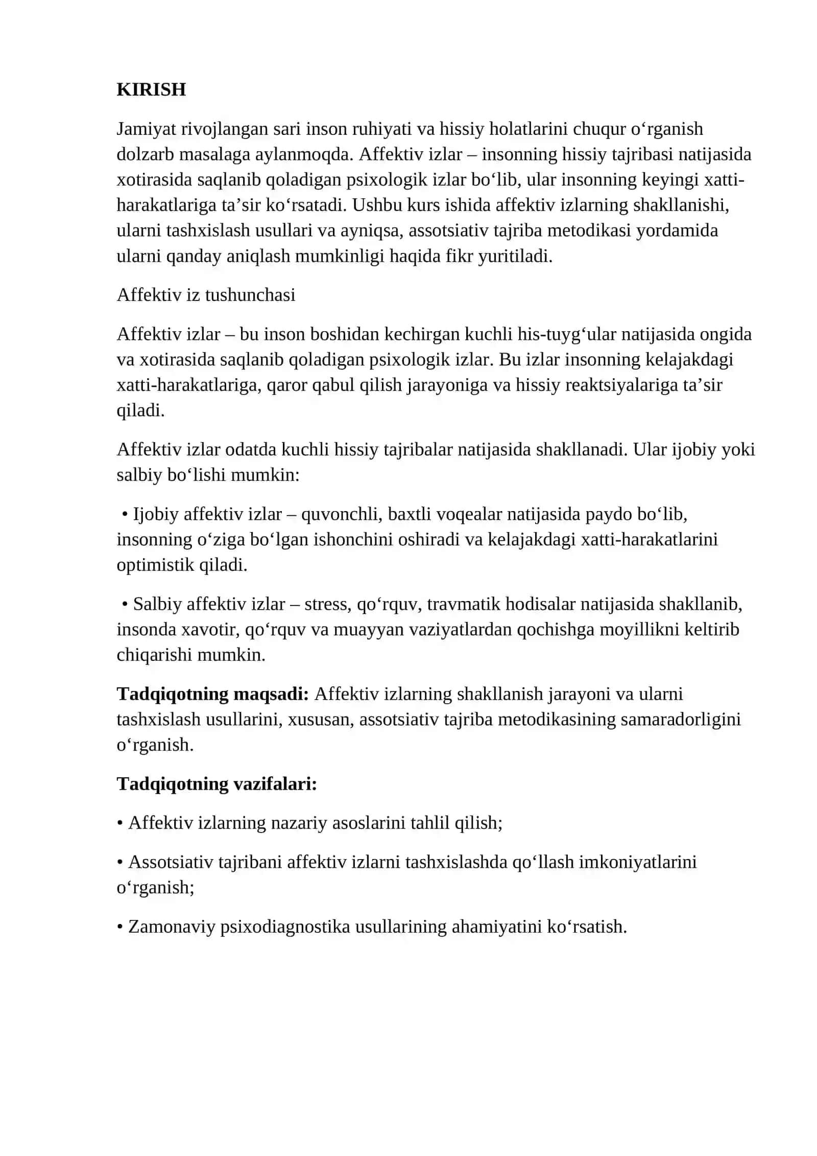 Affektiv izlarni tashxislash. Assotsiativ tajriba 3