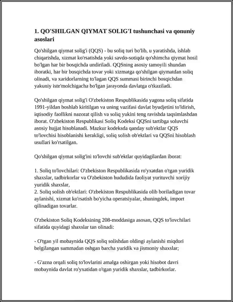 QO'SHILGAN QIYMAT SOLIG'I REFERAT 3