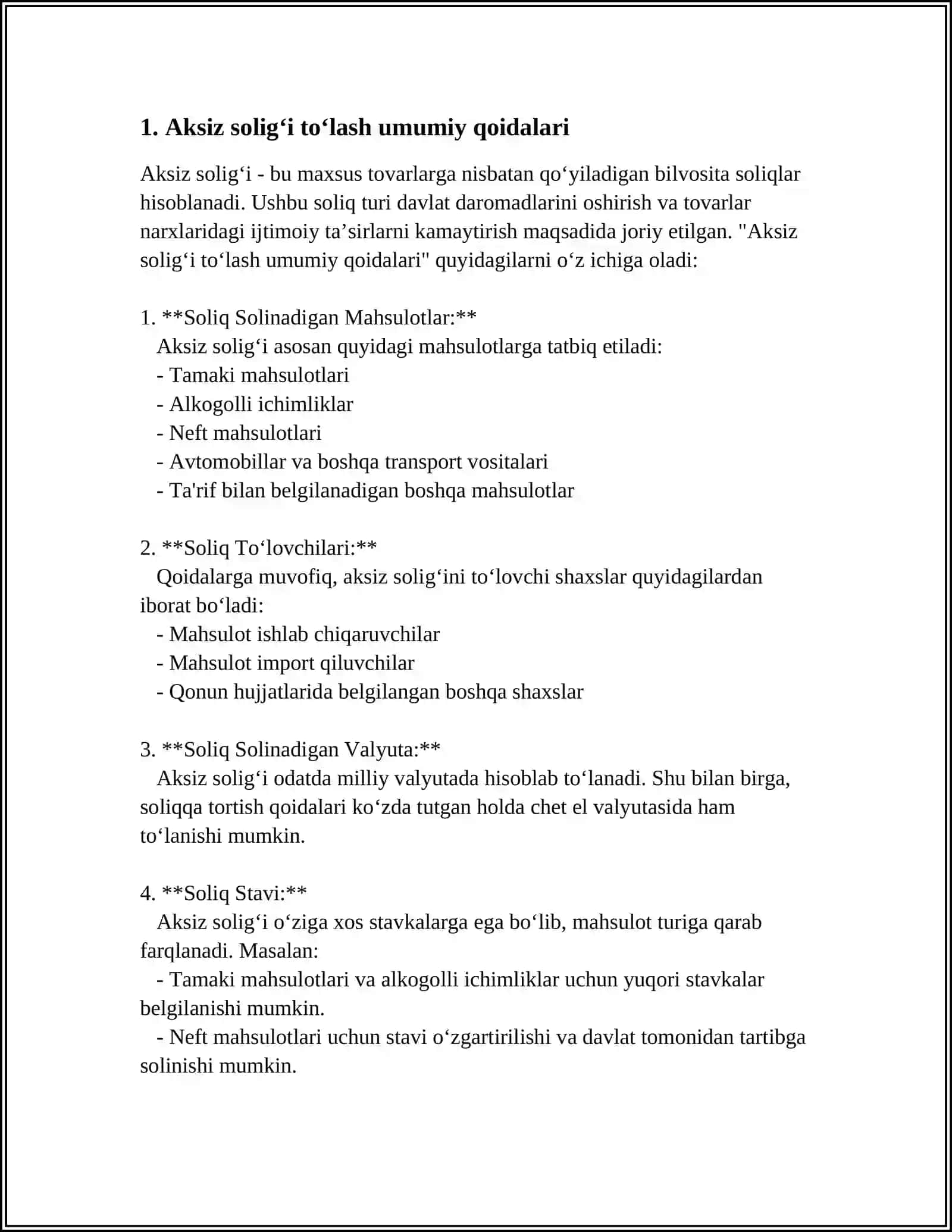 AKSIZ SOLIGʻI:SOLIQNI TOʻLASH TARTIBI 3