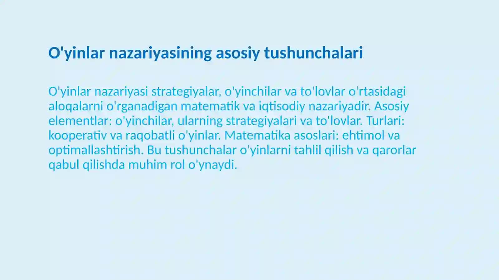 O'yinlarnazariyasini tahlil qilish 3