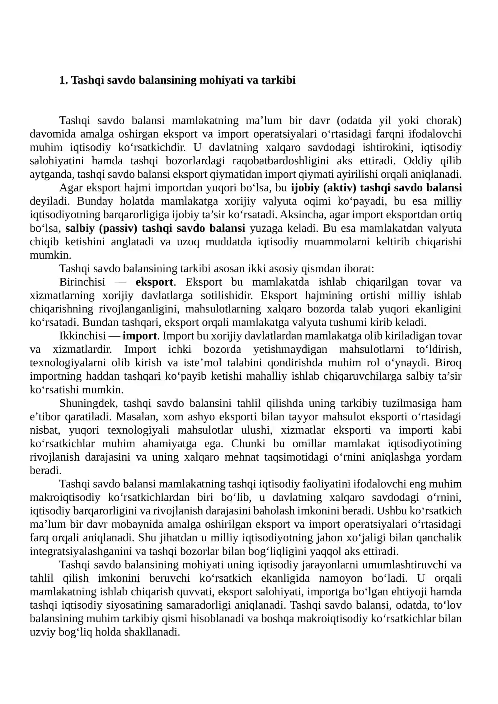 Tashqi savdo balansi va uning makroiqtisodiy muvozanatidagi roli 3