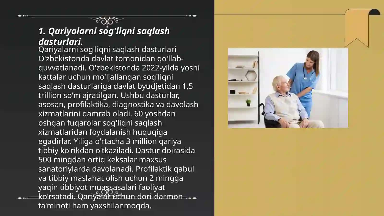 Qariyalarni sog'liqni saqlash dasturlari 3