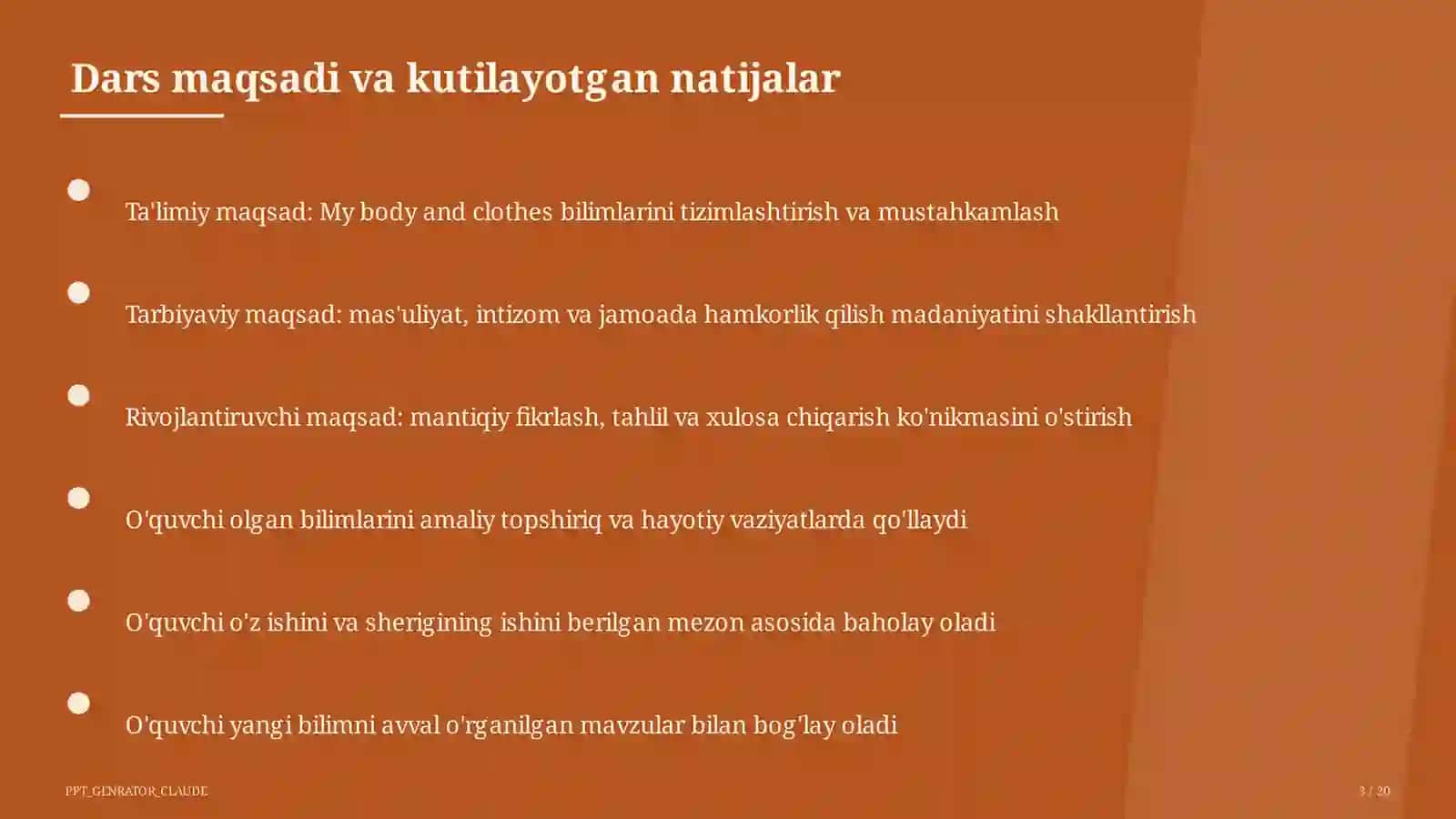 My body and clothes (3-sinf) 3