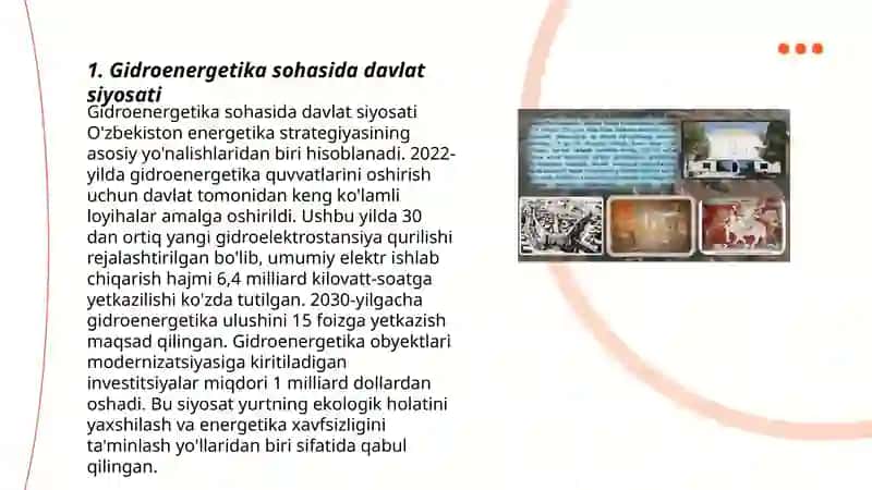 Ozbekistonda gidroenergetikaning rivojlanishi 3