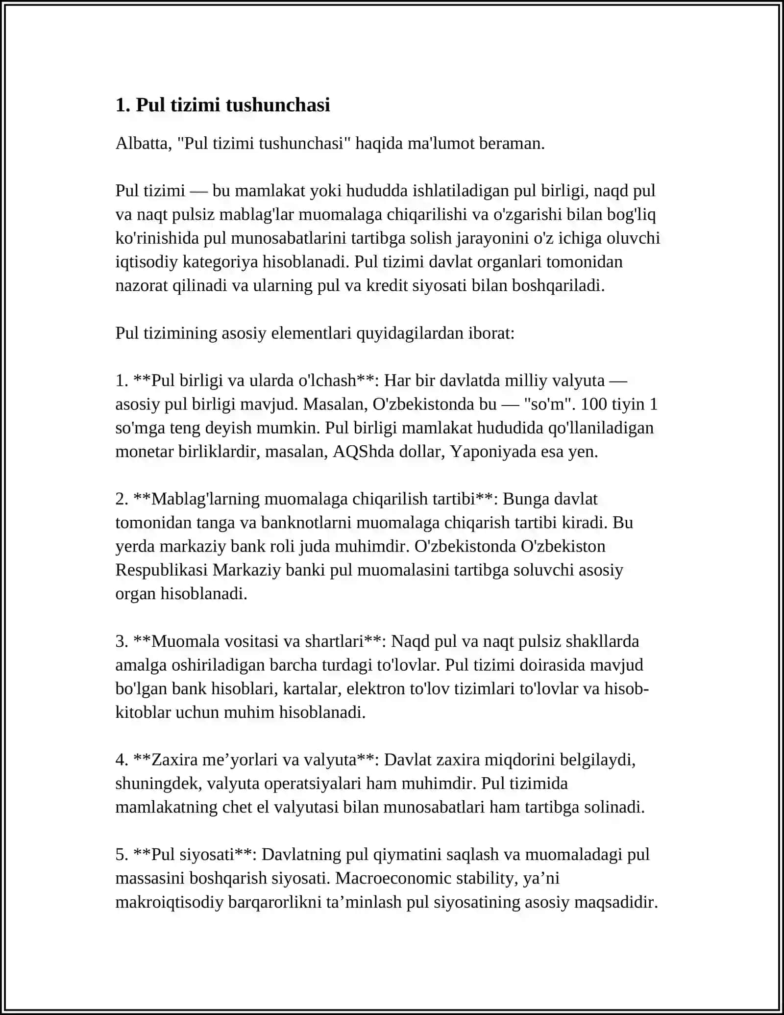 PUL TIZIMI VA AGGREGATLARI M0 M1 M2 TUSHUNCHALARI 3