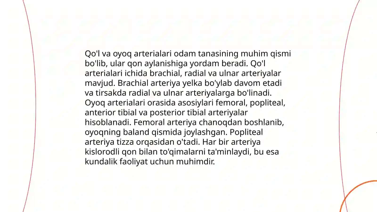 Qo'l va oyoq arterialari: tarmoqlari, pulsatsiya nuqtalari 3