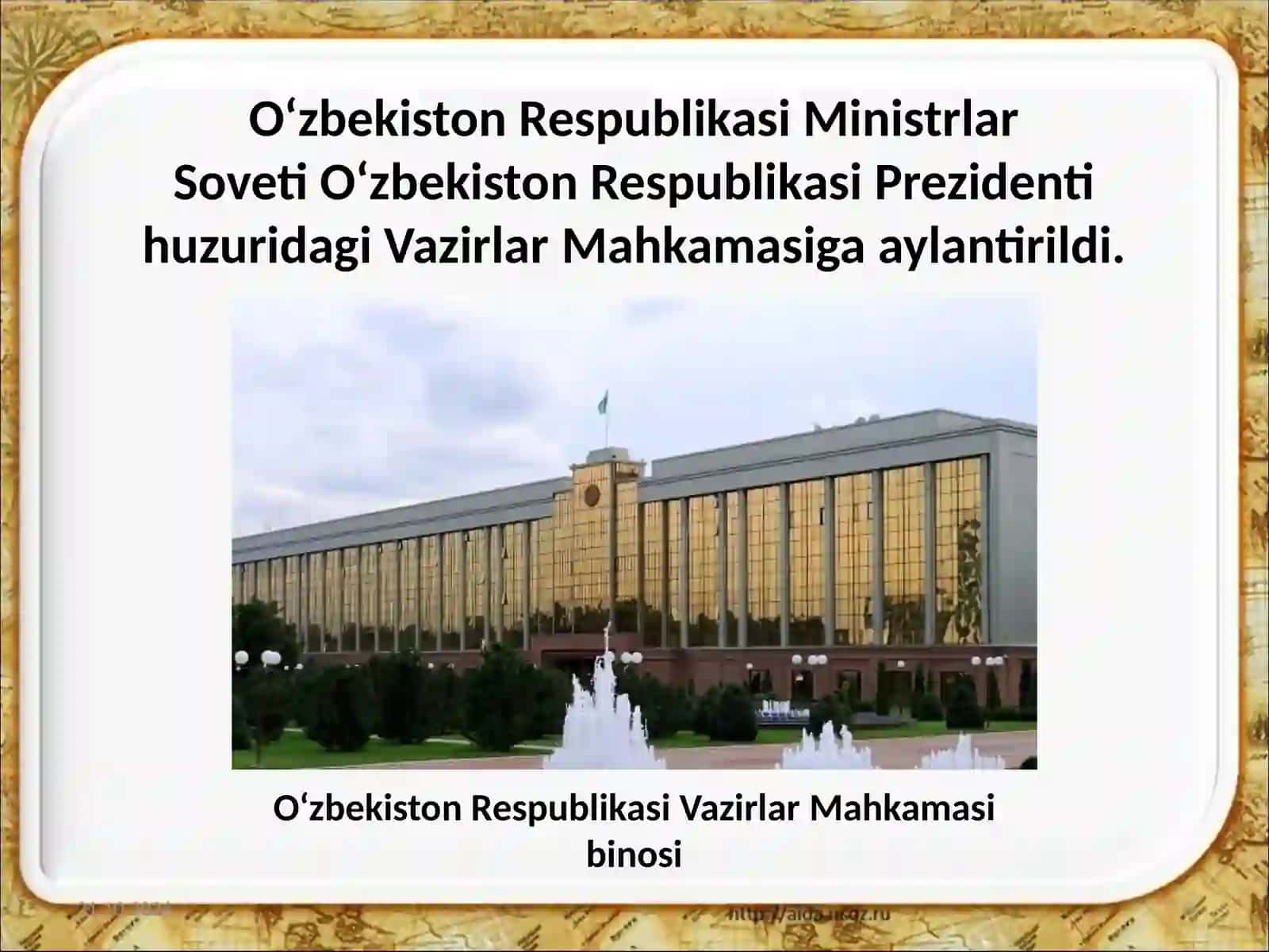 O‘zbekiston Respublikasi Milliy Davlat Chiliginin Shakllanishi 3