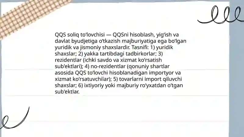 Qoʻshilgan qiymat soligʻi soliq toʻlovchilar va soliq solish obyekti 3