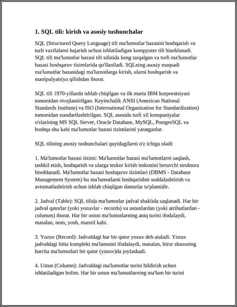 SQL TILI VA TUZILMASI 3