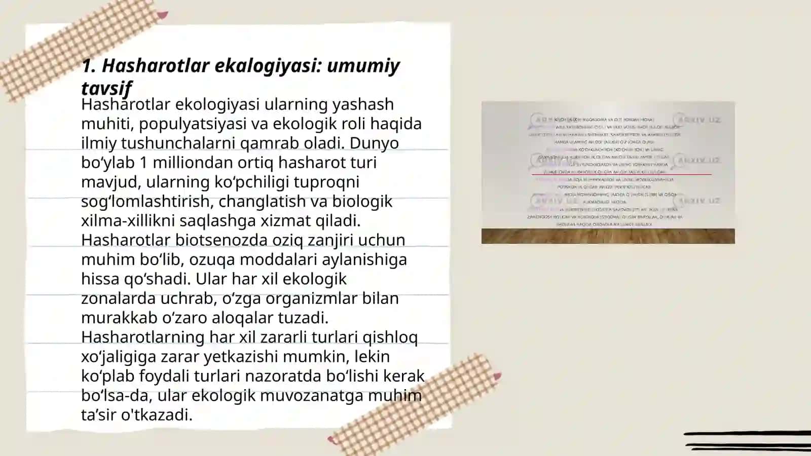Hasharotlar ekalogiyasiga oid tahlillar 3