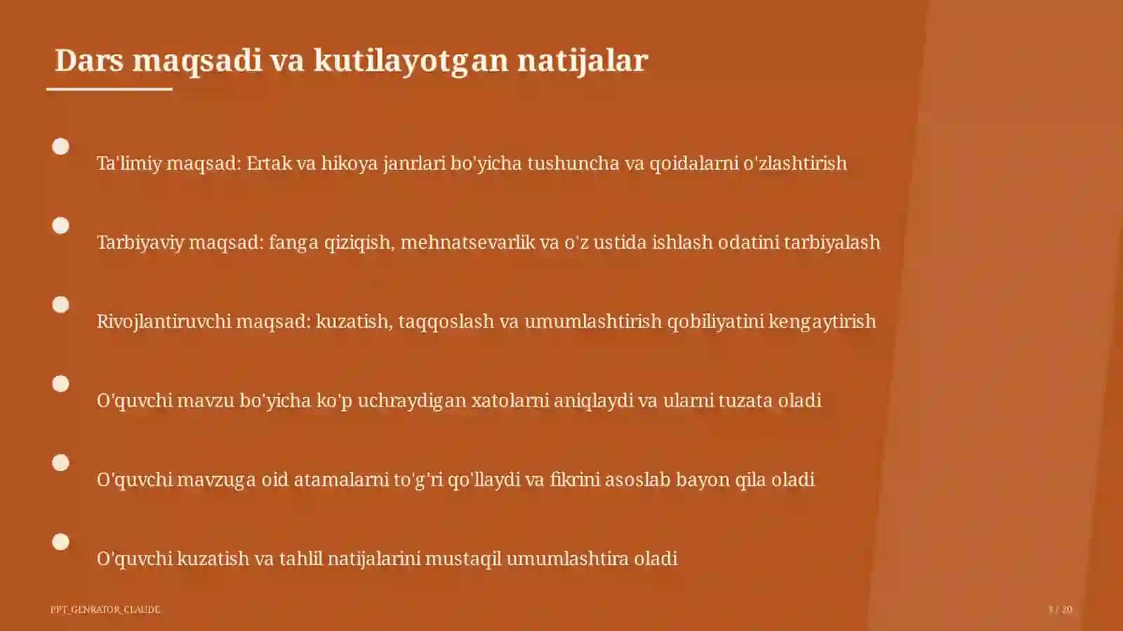 Boshlang'ich sinf: Ona tili va o'qish (1–4) 3