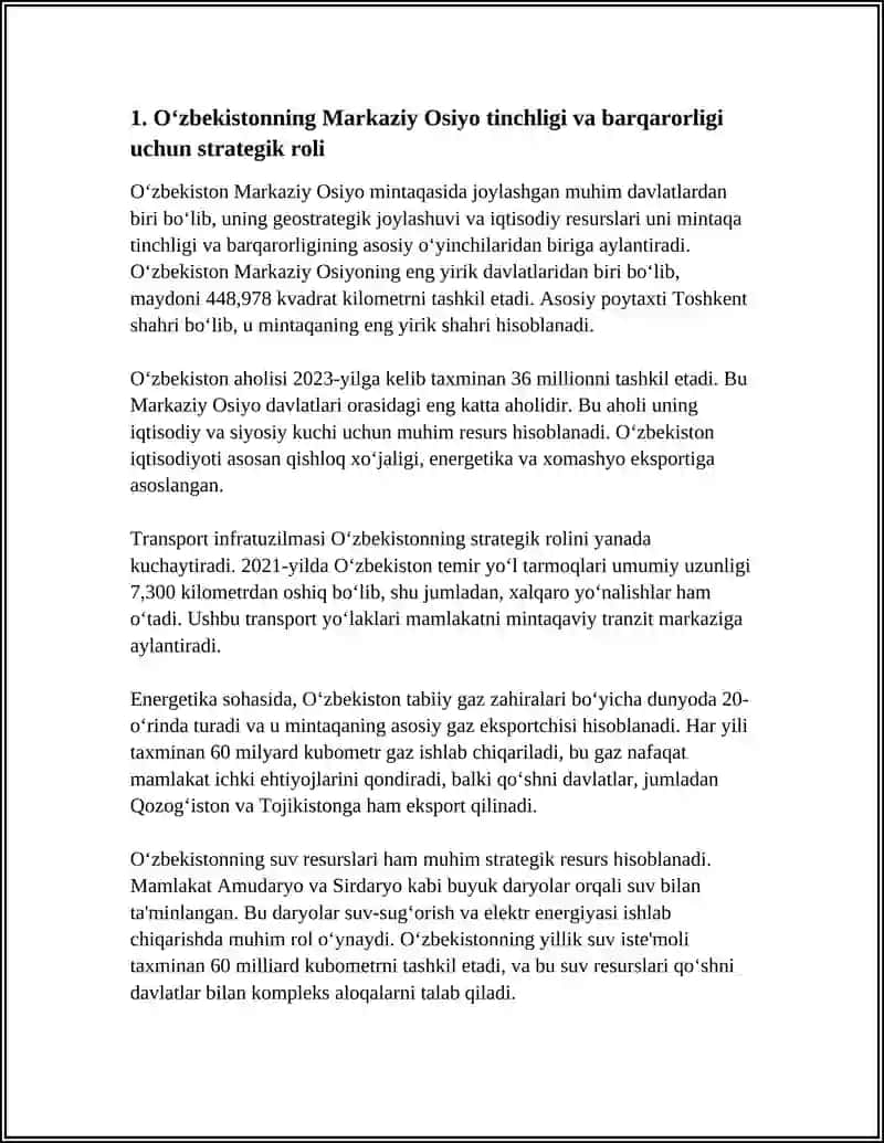 O‘zbekistonning Markaziy OSIYODA TINCHLIK VA BARQARORLIKNI TA’MINLASH 3