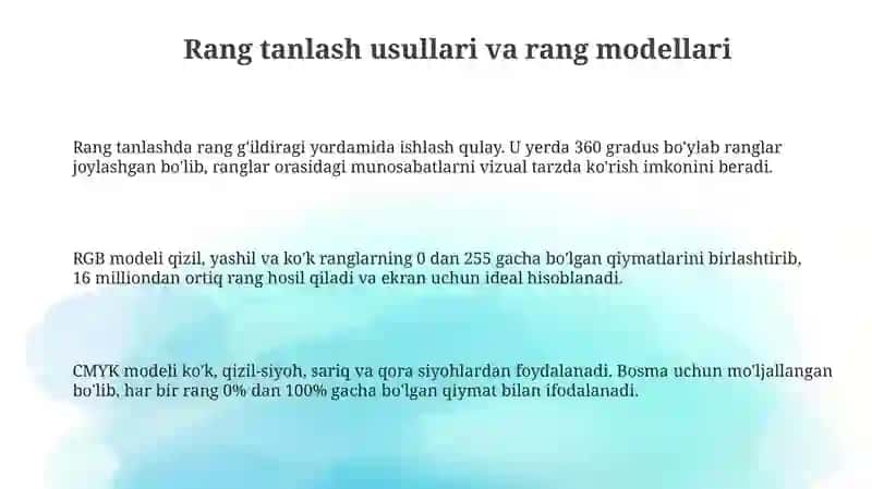 Rang tanlash va modellari 3