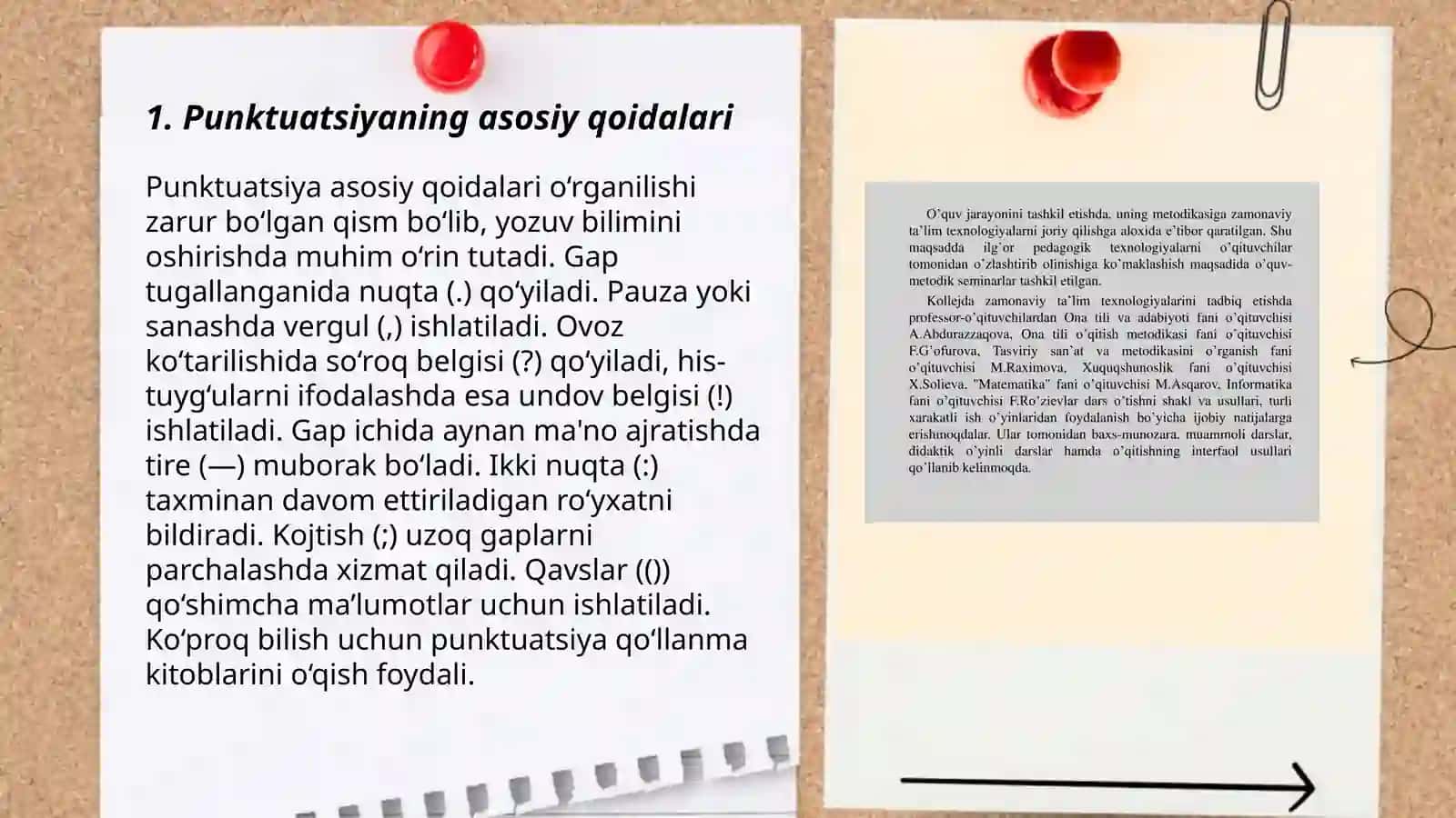 Punktuatsiya bo'limini o'qitish metodikasi 3