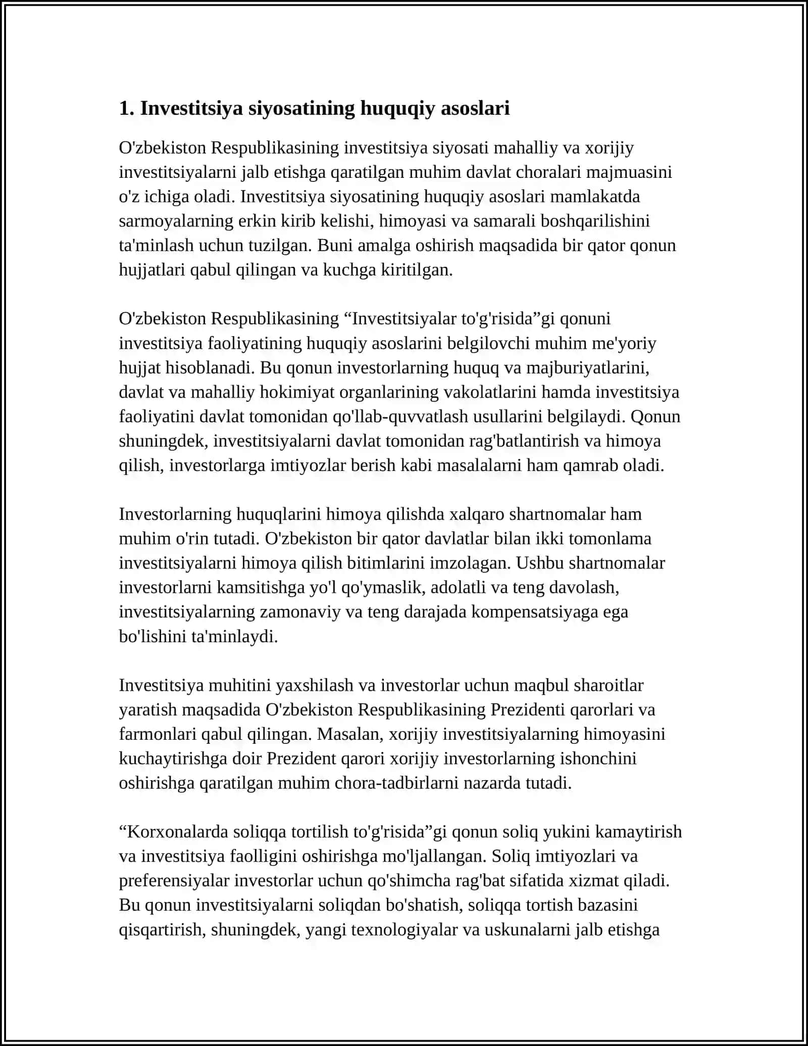 O’ZBEKISTON RESPUBLIKASI INVESTITSIYA SIYOSATI 3