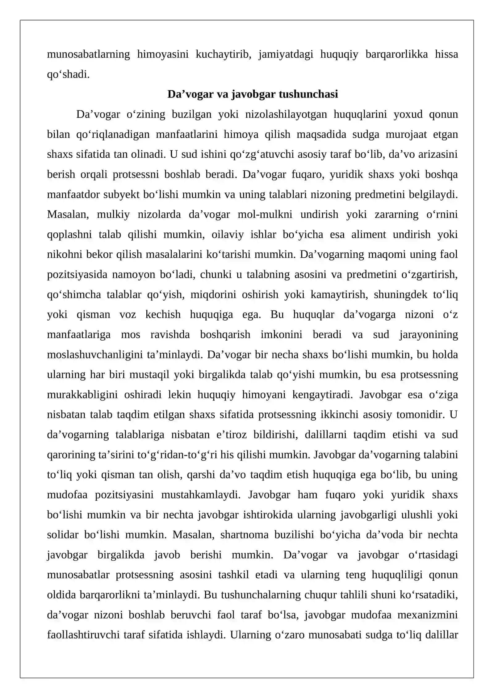 Fuqarolik protsessida taraflar va ularning protsessual huquq hamda majburiyatlari 3