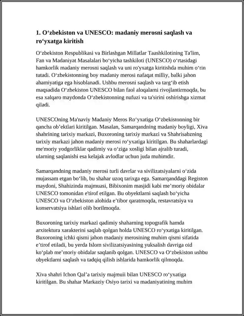 O‘zbekistonning madaniy sohadagi xalqaro hamkorligi 3