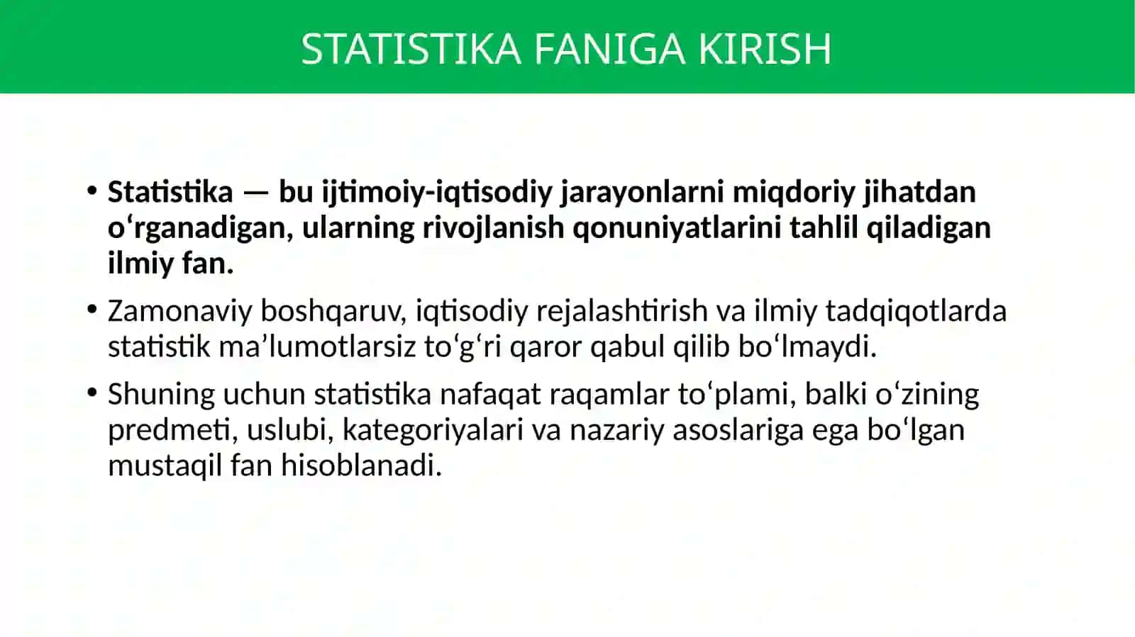 STATISTIKA UMUMIY NAZARIYASI PREDMETI VA USLUBI 3