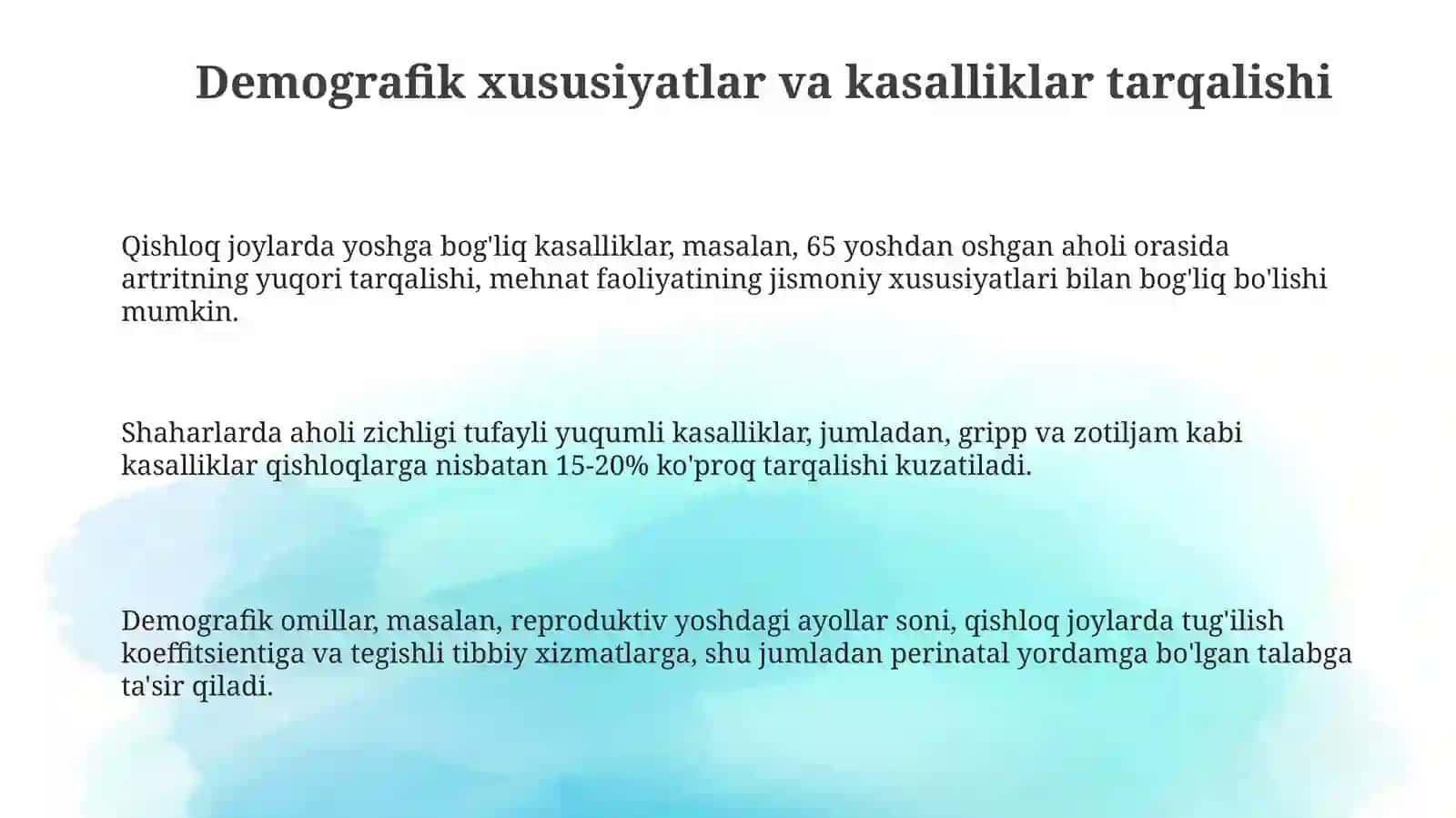 Shahar va qishloq aholisiga tibbiy yordam ko'rsatishni tashkil etish 3