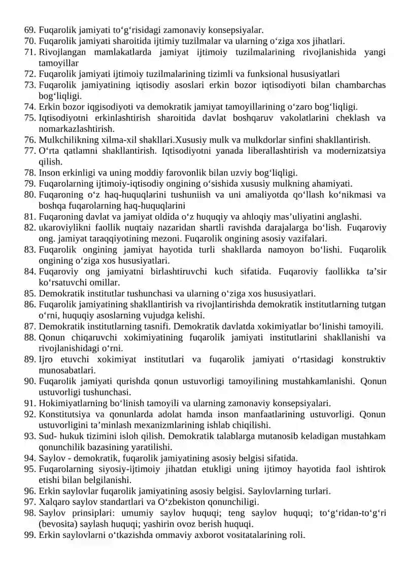 Talabalar mustaqil ishlarning mavzulari 3
