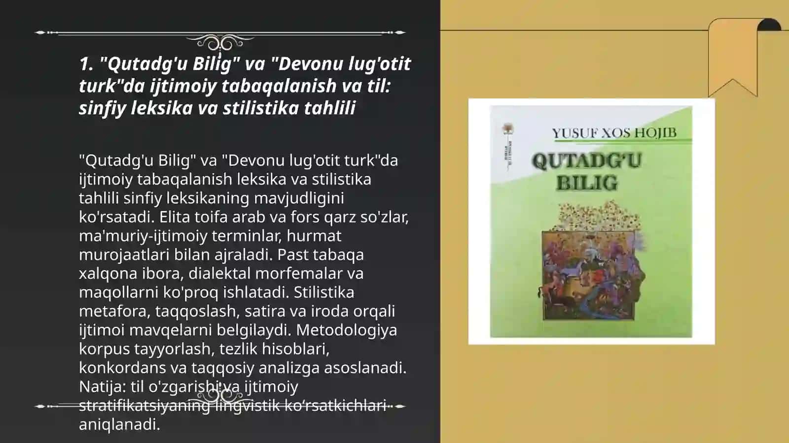 Qutadg'u Bilig va Devonu lug'otit turk asarlari bo'yicha sotsiolingvistik tahlillar 3