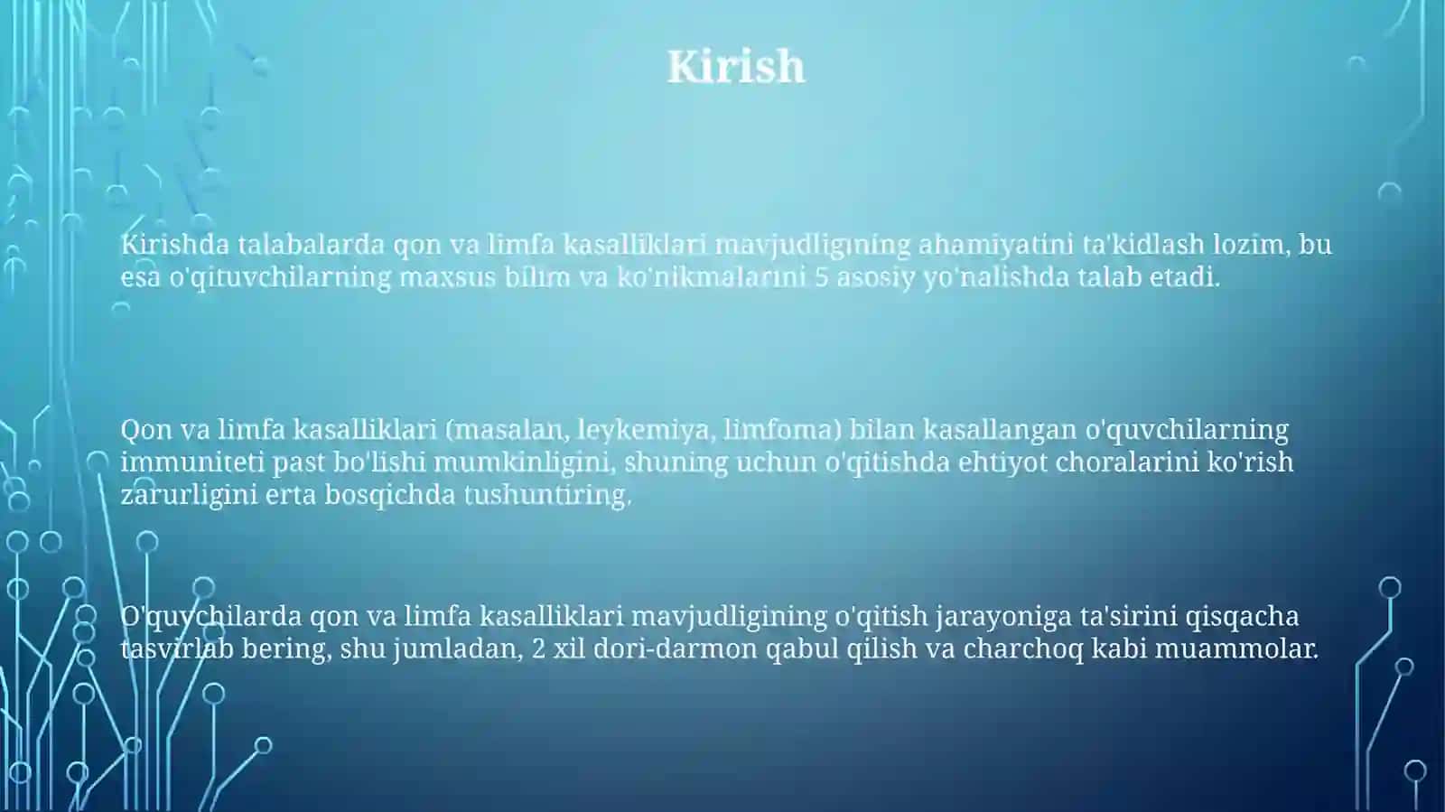 Qon va limfa bilan ogʻrigan oʻquvchilar bilan mashgʻulot oʻtkazish 3
