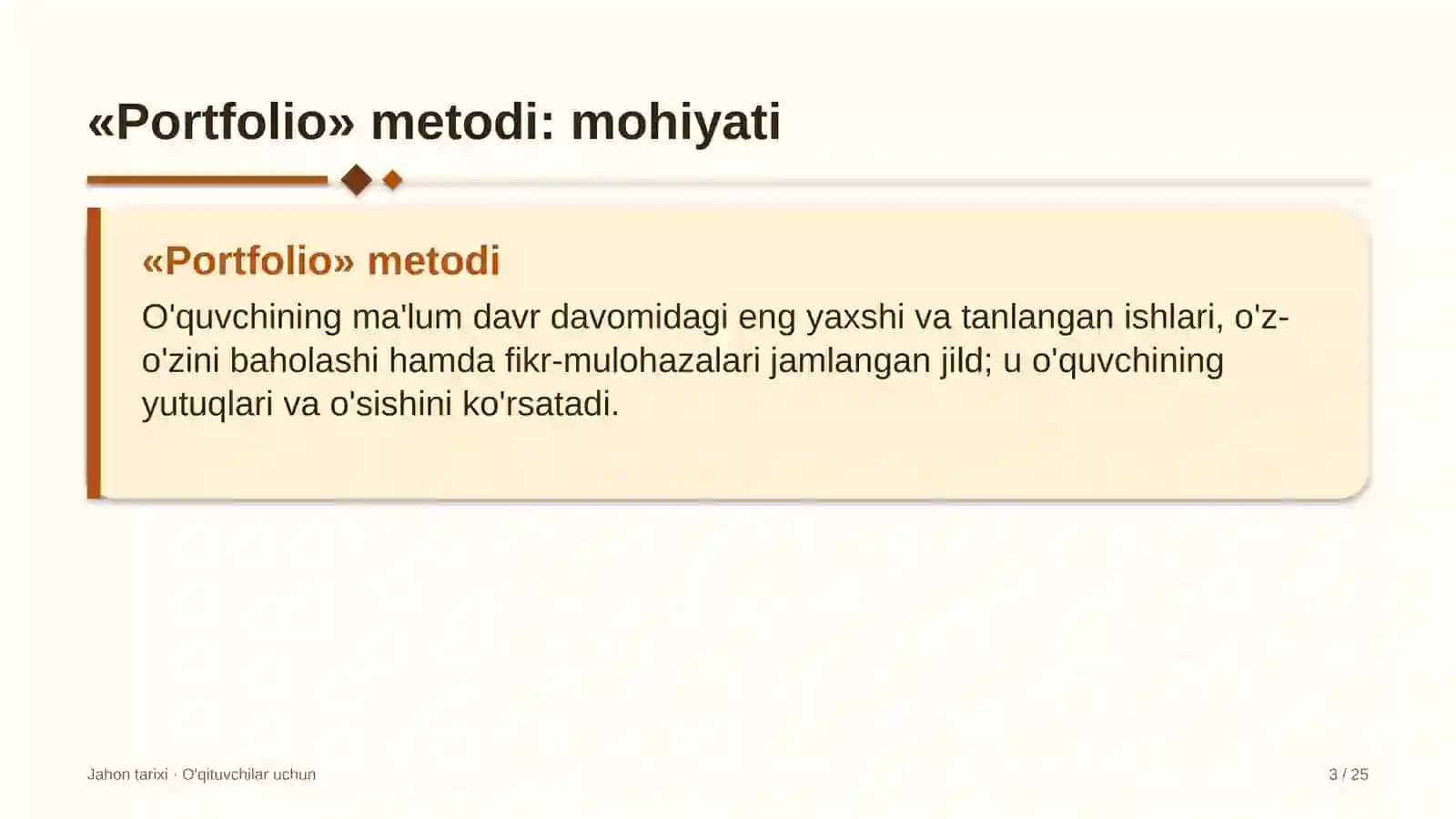 jahon tarixi darslarida portfolio metodidan foydalanish 8162 3