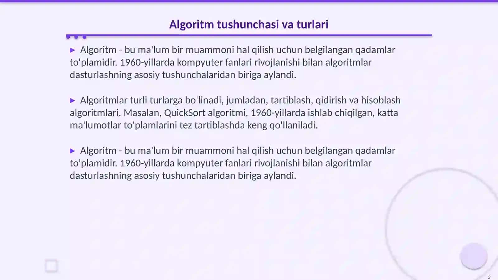 Algoritimlash va dasturlash asoslari 3
