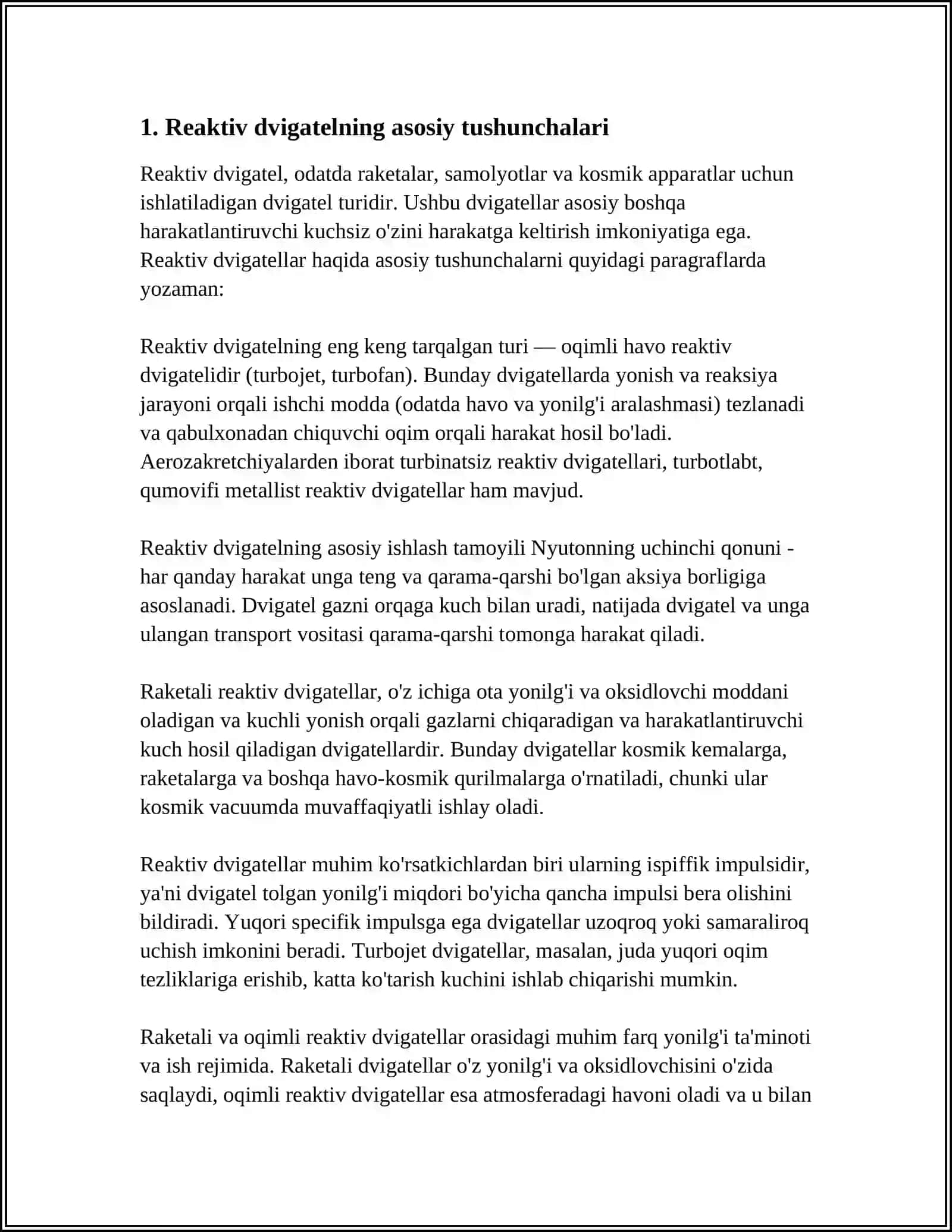 MUSTAQIL ISH Mavzu: REAKTIV DVIGATEL SIKILLARI 3