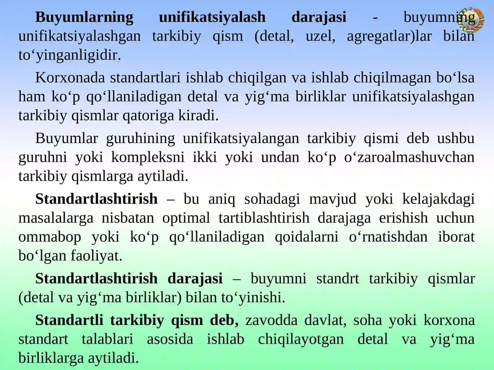 Standartlashtirish va unifikatsiyalash asosiy ko‘rsatkichlarini: qo‘llanish, qaytarilish va loyhalararo unifikatsiyalash koeffitsiyentlarini aniqlash 3