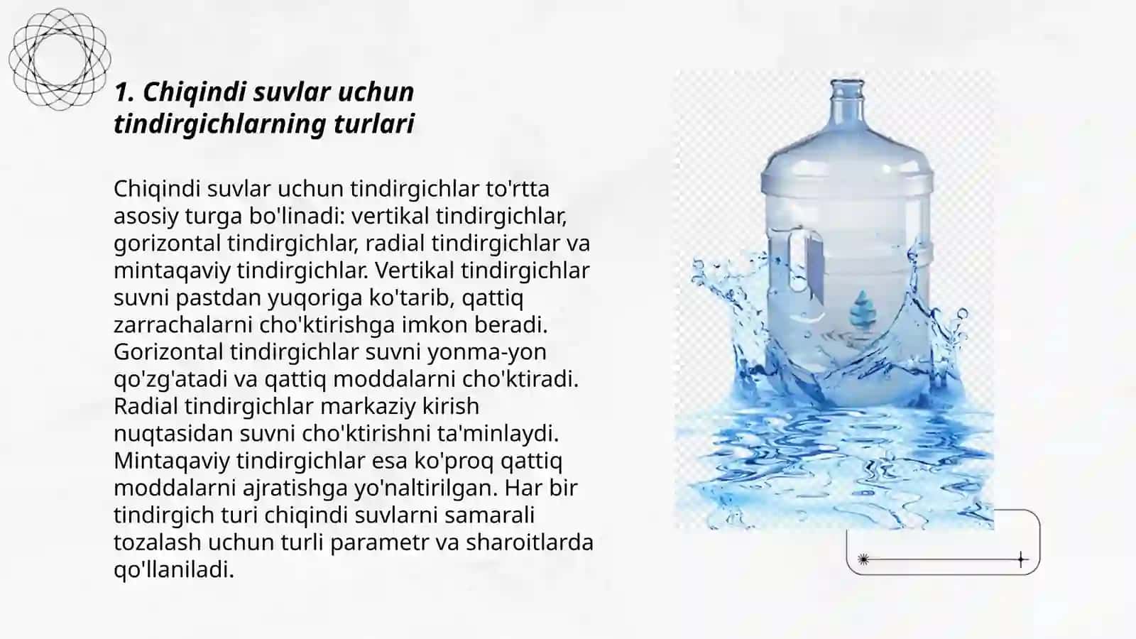 Chiqindi suvlar uchun ishlatiladigan tindirgichlar va biologik suv havzalari 3
