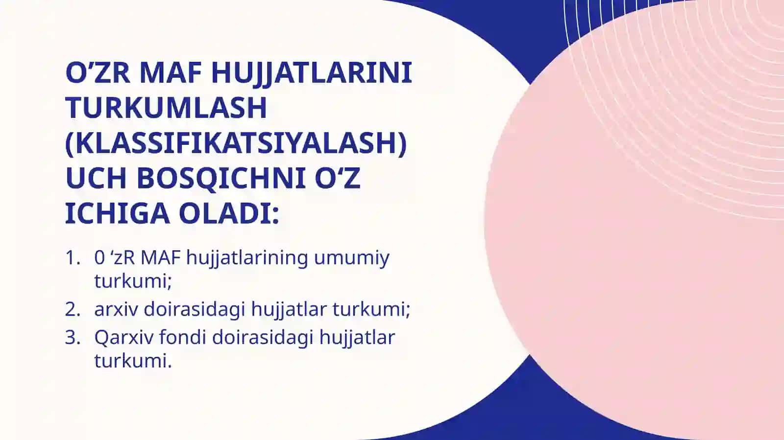 O’zbekiston milliy arxiv fondini turkumlash. Hujjatlar qiymatini ekspertiza qilish 3
