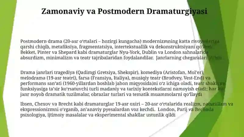 Dramaturgiya va uning janrlari 3