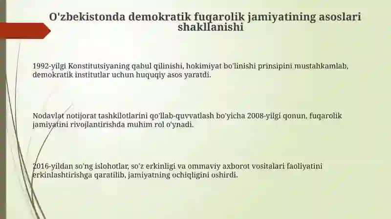 O'zbekistonda demokratik fuqarolik jamiyati asoslarining shakllanishi 3