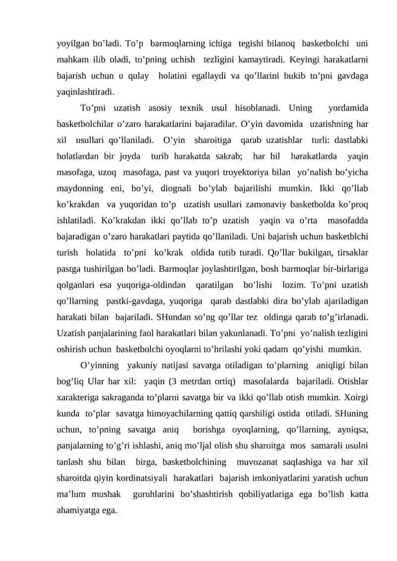 Basketbol o’yinida shug’ullanuvchilarning o’yin texnikasini takomillashtirish va mahoratini oshirish 3