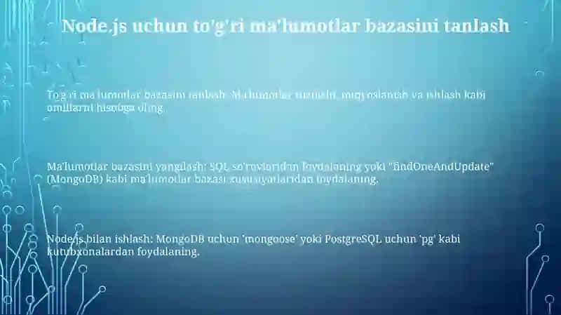 Node dasturi bilan ishlash va using bazasini yangilash 3