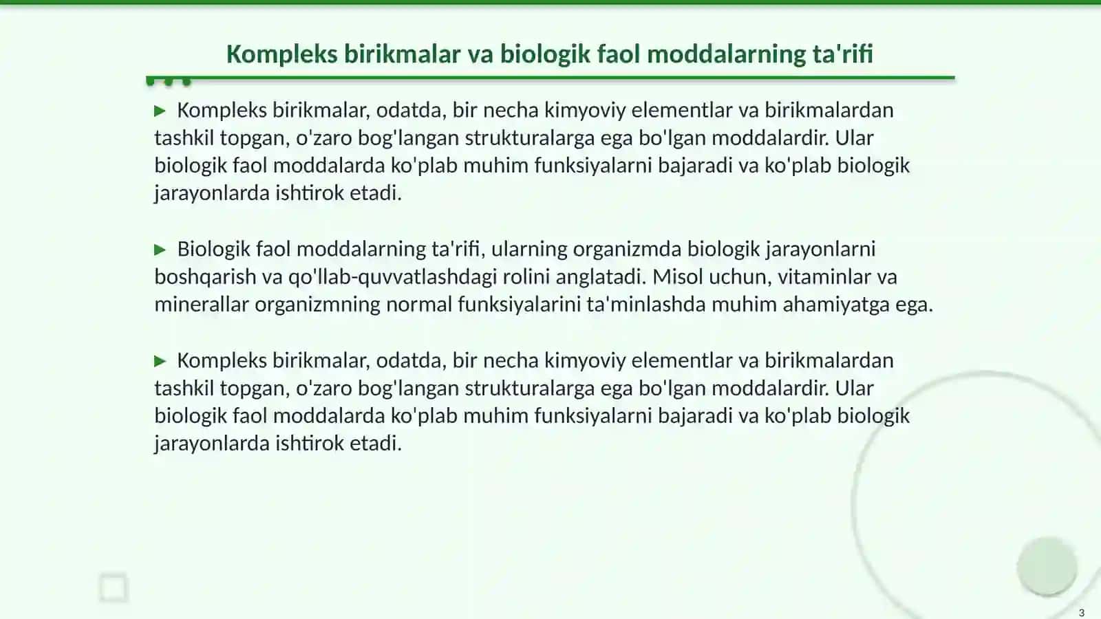 Kompleks birikmalar-biologik faol birikmalar 3