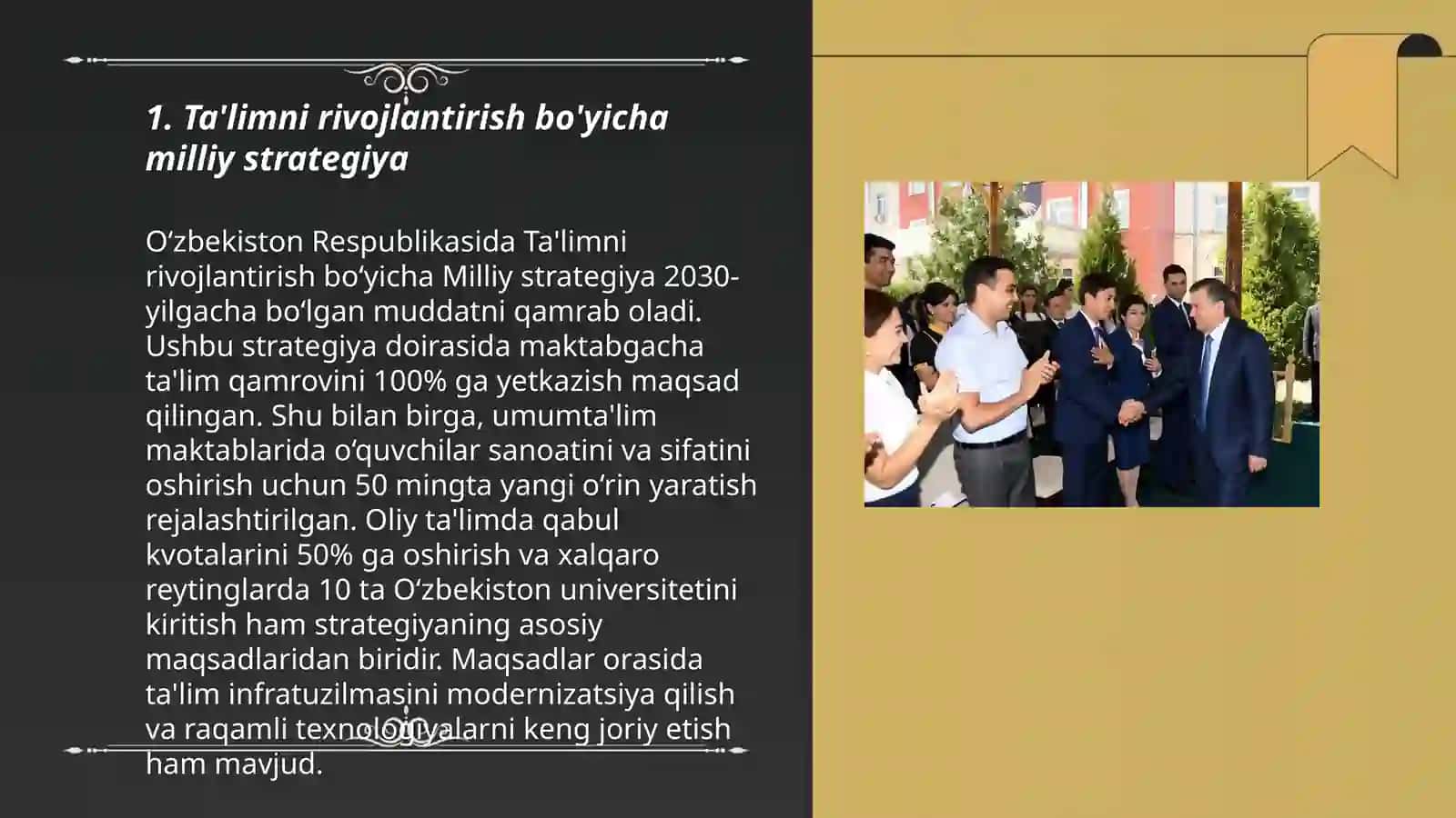 O'zbekiston Respublikasida ta'lim sohasida amalga oshirilgan islohatlari 3