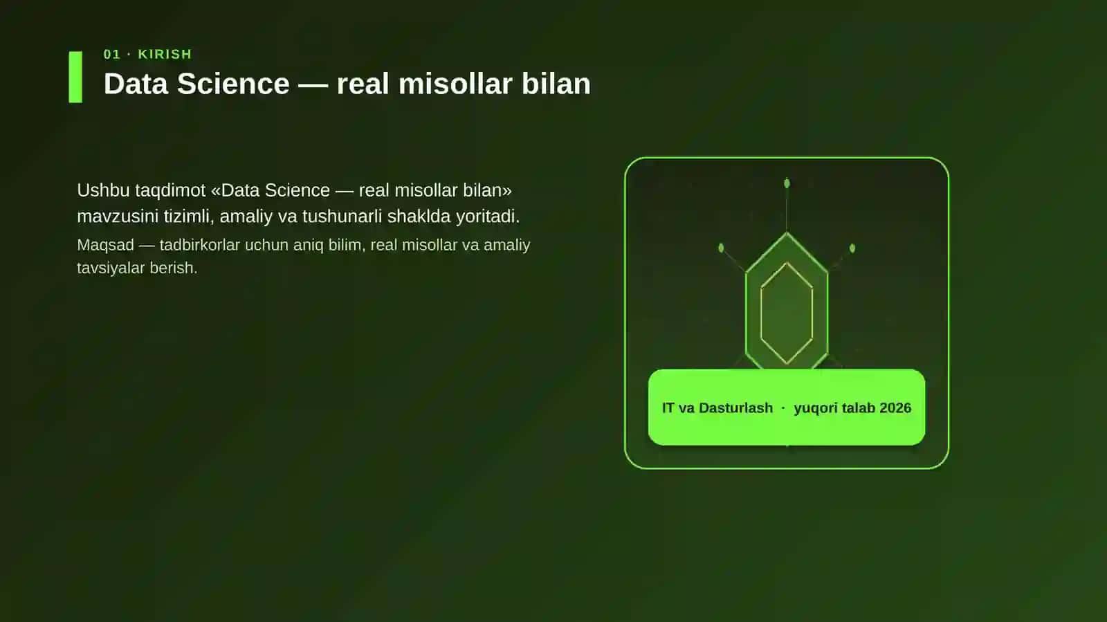 Data Science — real misollar bilan 3