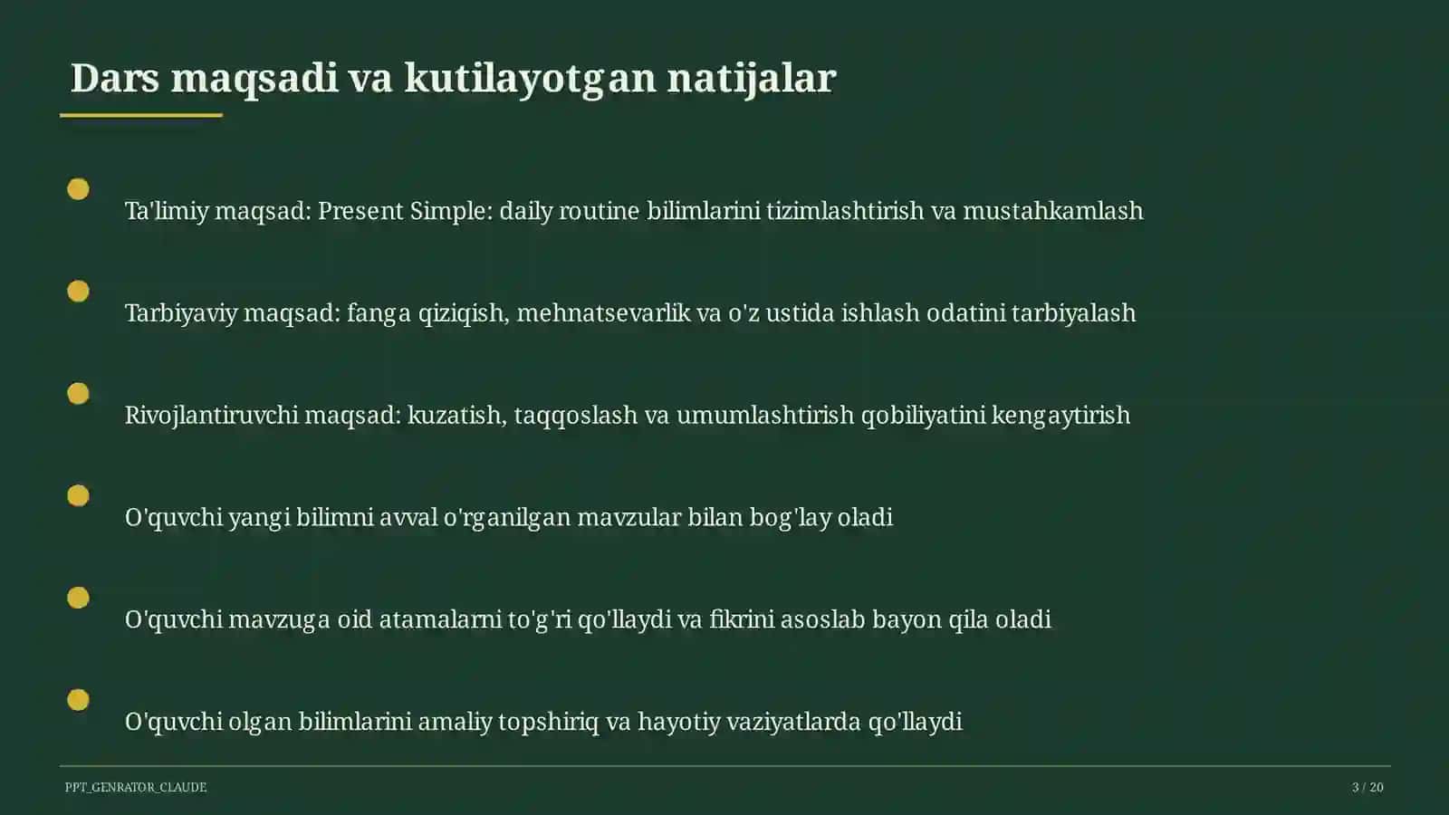 Present Simple: daily routine (3-sinf) 3