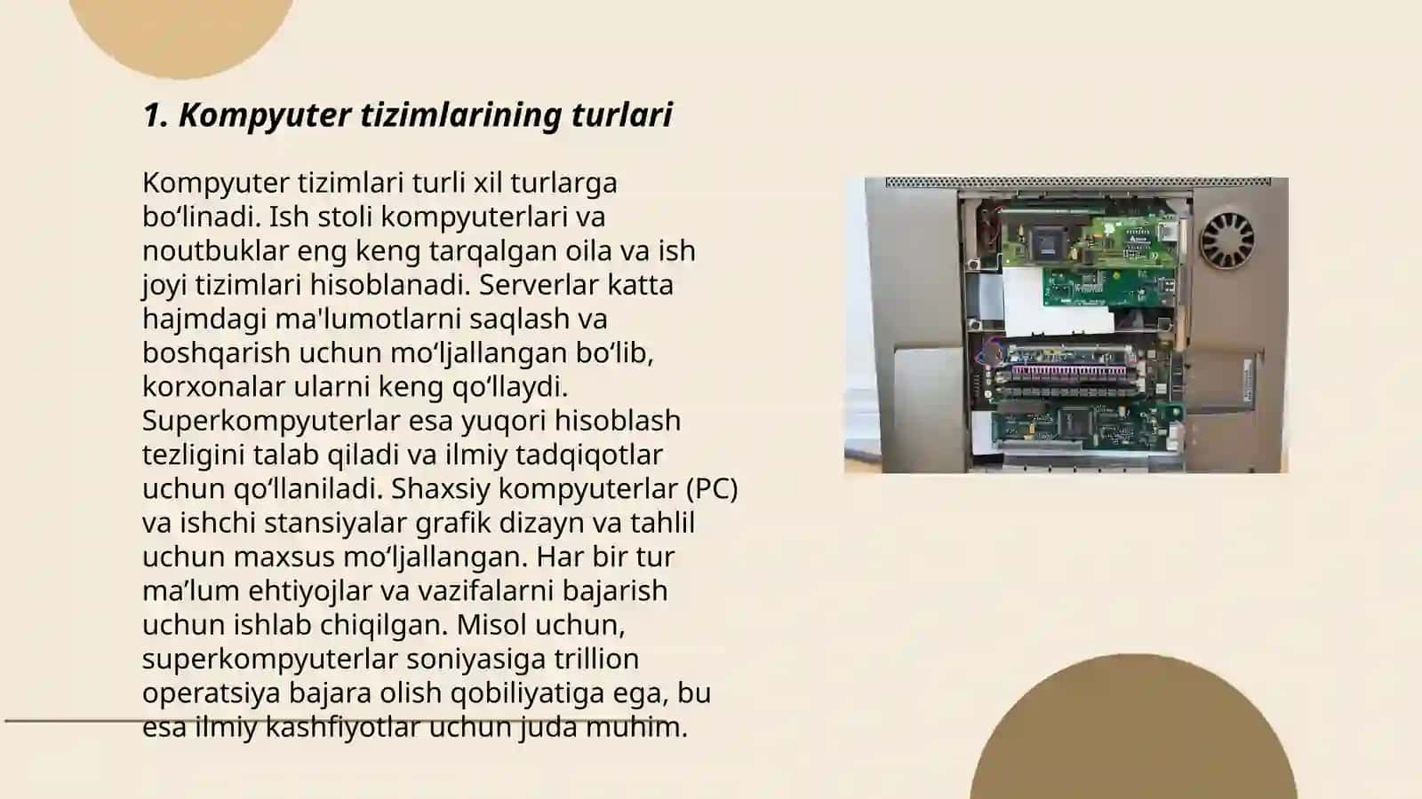 Kompyuter tizimlarining turlari va komponentlari 3