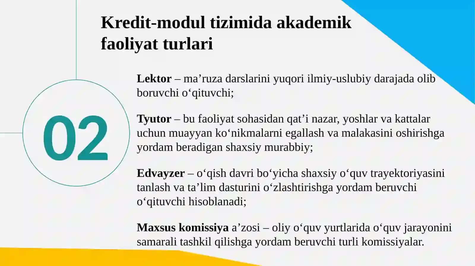 OLIY O‘QUV YURTLARIDA O‘QUV JARAYONINI KREDIT-MODUL TIZIMDA TASHKIL QILISH 3
